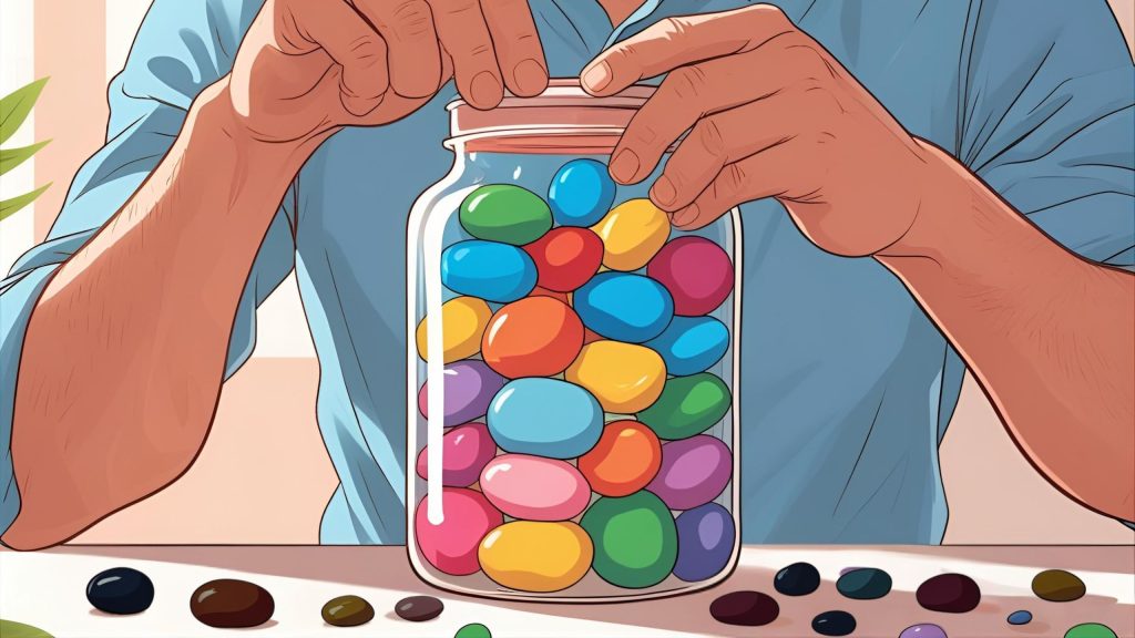 filling-jar-with-colorful-pebbles-for-7-day-challenge