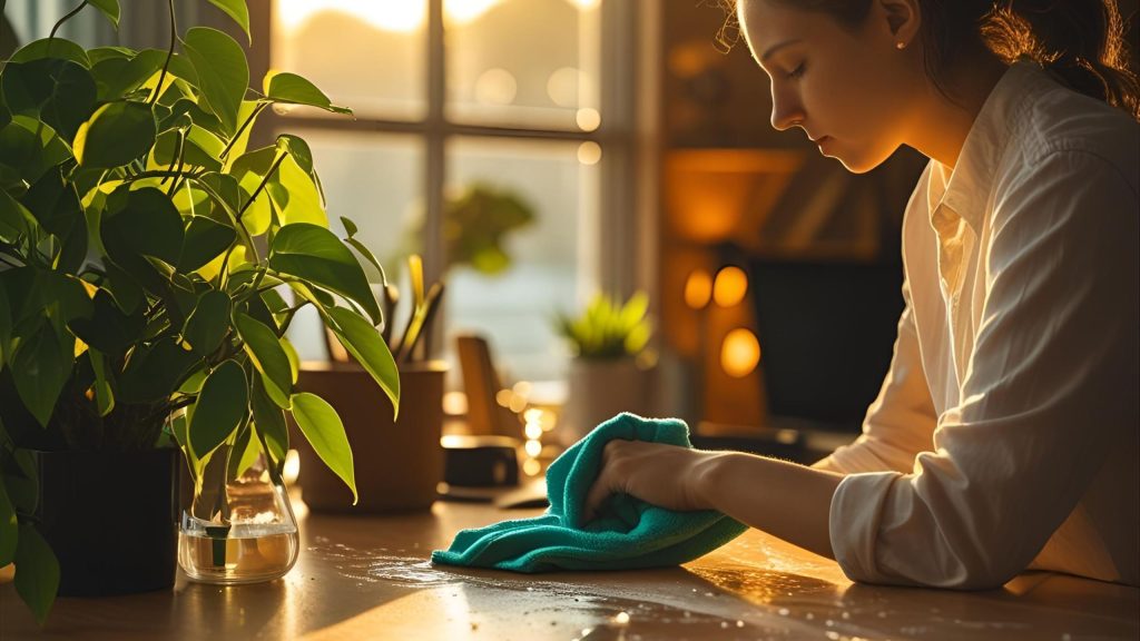 cleaning-desk-to-improve-focus